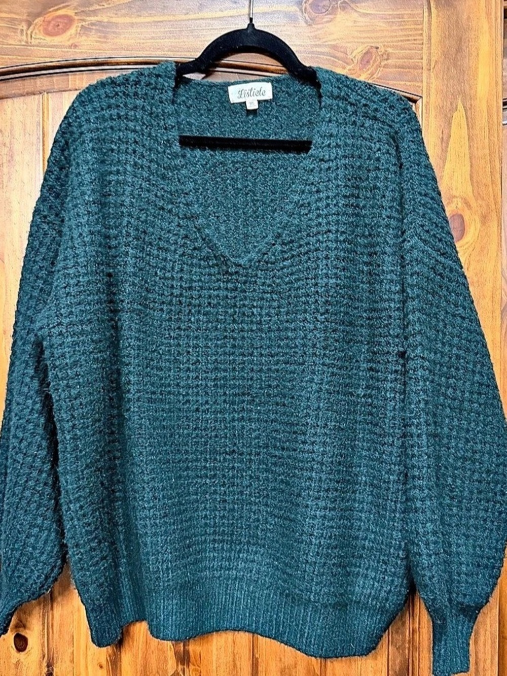 Listicle Textured Crew Neck Sweater in Green Size Medium